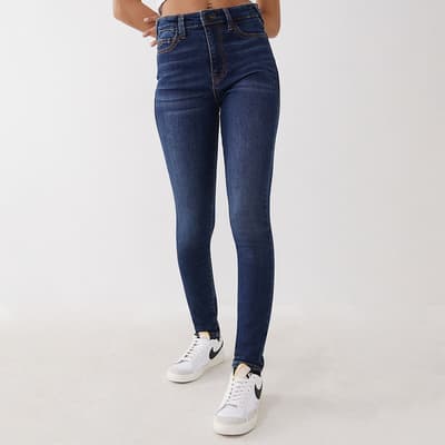 Mid Blue Halle High Rise Stretch Jeans