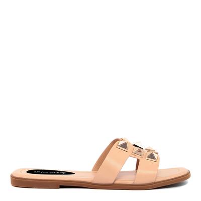 Beige Studded Flat Sandals