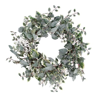 Mixed Leaf/White Berry Wreath, 60cm