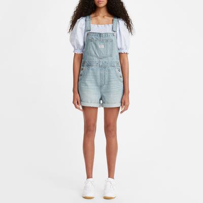 Light Wash Denim Dungaree Shorts