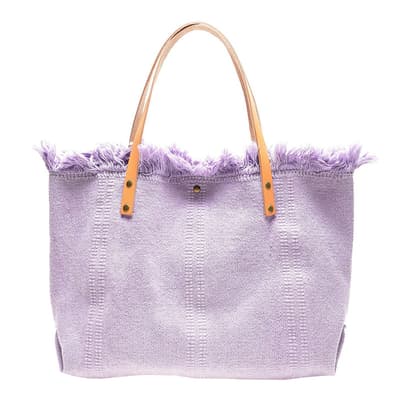 Purple Leather Tote Bag