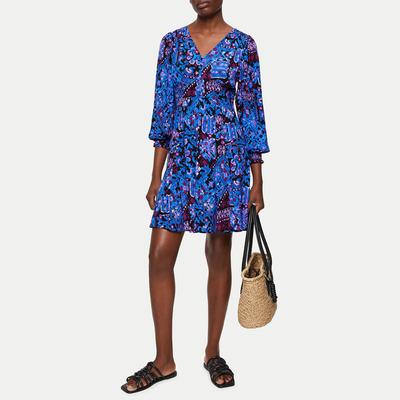 Blue Printed Mini Dress