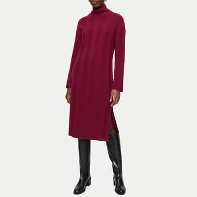 Red Ribbed Wool Jumper Dress