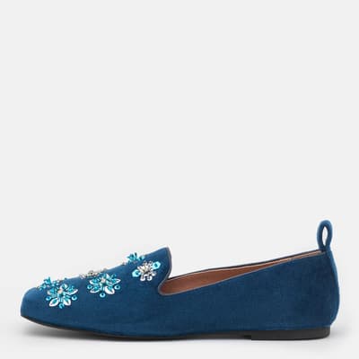Navy Blue Hall Flat Shoes