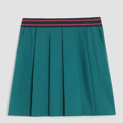 Green Rapper Pleated Mini Skirt