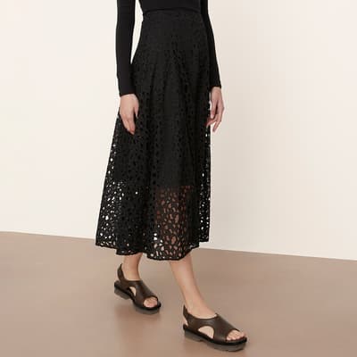 Black Lace Panelled Slip Skirt