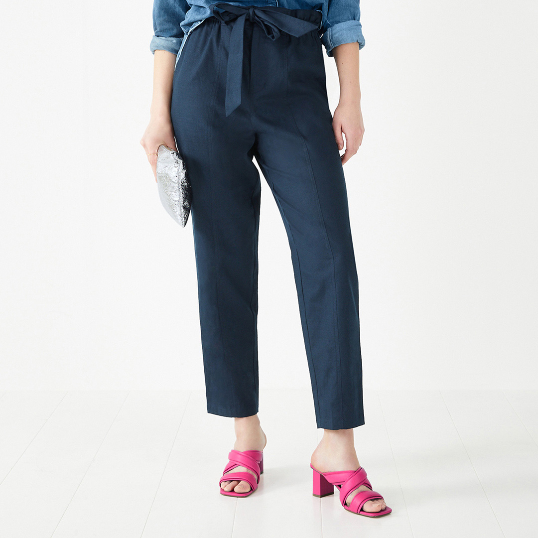 Navy Brook Linen Cotton Blend Trousers