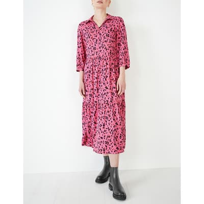 Pink Lena Printed Midi Dress