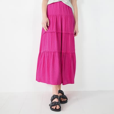 Pink Branwen Pintucked Maxi Skirt