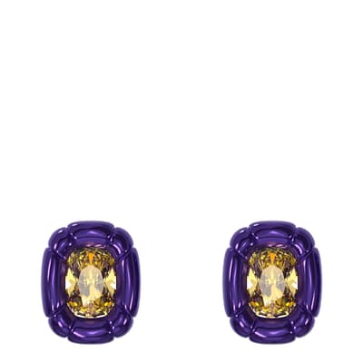 Purple Dulcis Clip On Cushion Cut Earrings