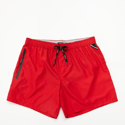 Red Zipped Pocket Swim Shorts