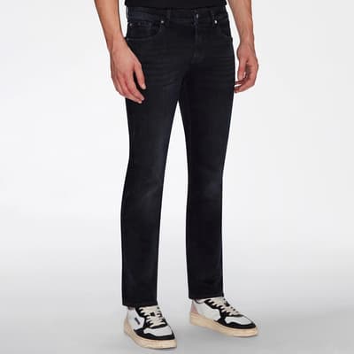 Black Tapered Stretch Jeans
