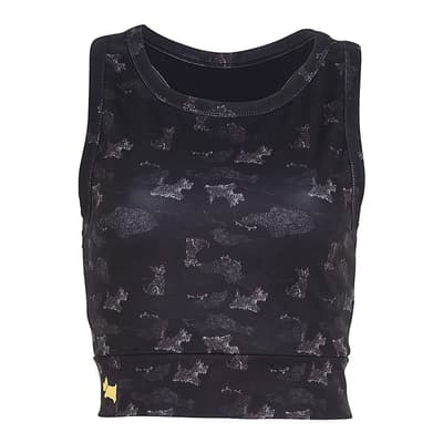 Charcoal Head In The Clouds Longline Printed Bra Top