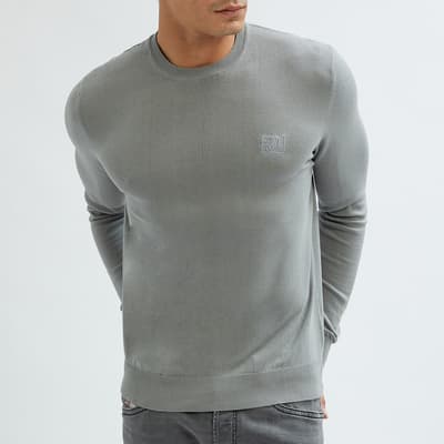Grey Regular Fit Cotton Jumper
