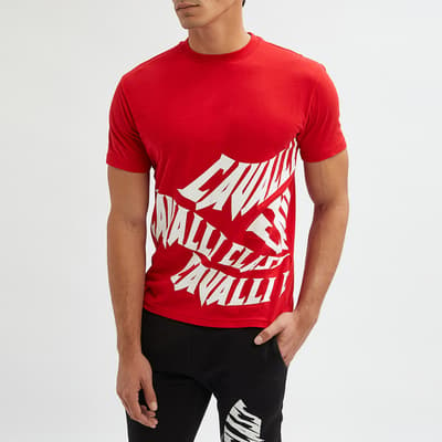 Red Logo Graphic Cotton T-Shirt