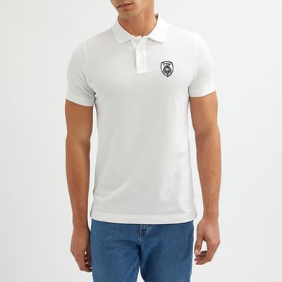 White Logo Detail Cotton Polo Shirt