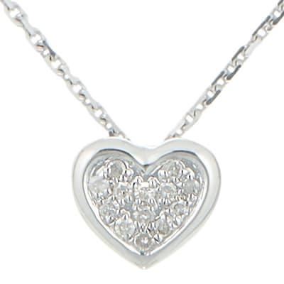 Silver "Little Heart" Diamond Pendant Necklace