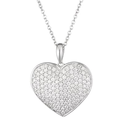 Silver "Precious Heart" Diamond Pendant Necklace