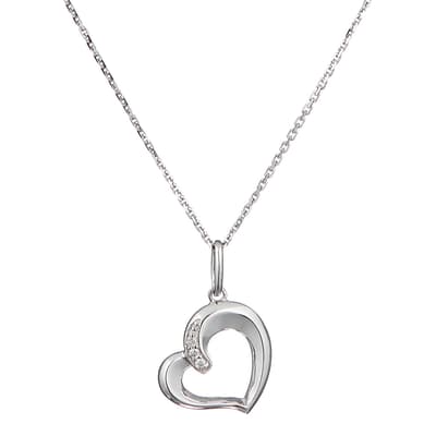 Silver "From All Heart" Diamond Pendant Necklace