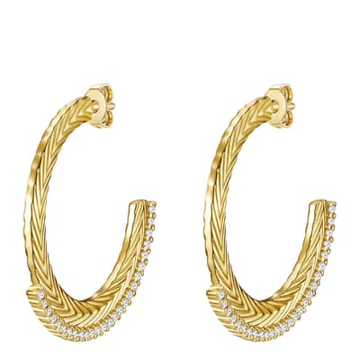 Gold Zirconia White Small Hoop Earrings