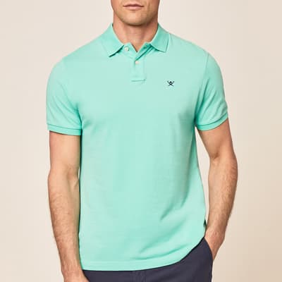 Aqua Blue Logo Collar Cotton Polo Shirt