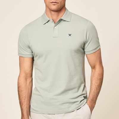Grey Logo Collar Cotton Polo Shirt