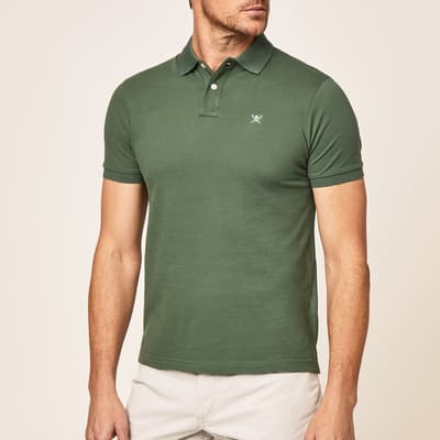 Green Logo Collar Cotton Polo Shirt