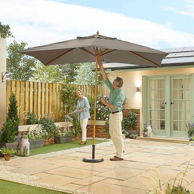 Dominica Wooden Parasol - 3m x 2m Rectangular, Grey