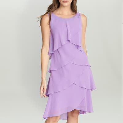 Purple Vesta Tiered Cocktail Dress