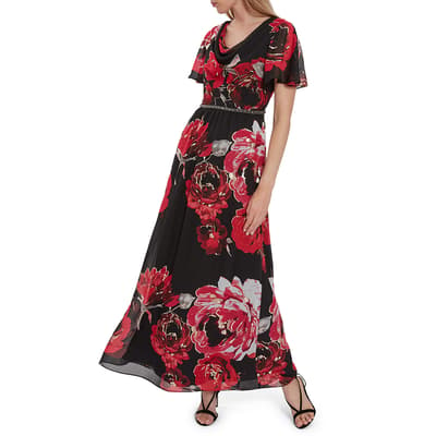Black Mallie Floral Maxi Dress