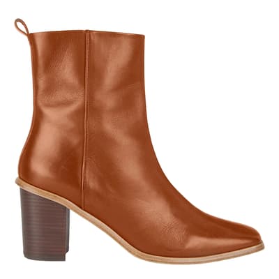 Tan Angela Square Toe Leather Boot