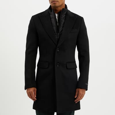 Black Insert Wool Blend Coat