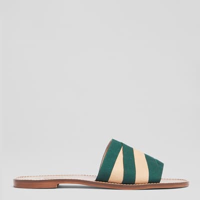 Green and Nude Winnie Flat Sandals