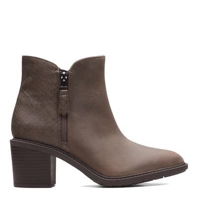 Dark Taupe Scene Zip Ankle Boots
