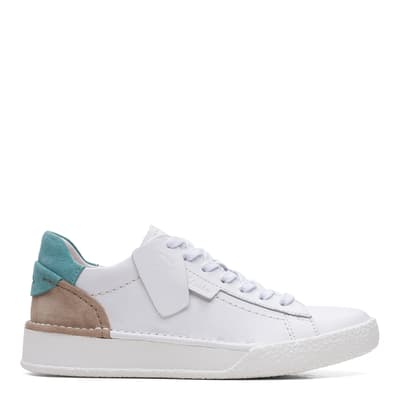 White And Turquoise Craft Cup Laced Trainers