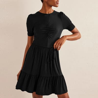 Black Ruched Bust Jersey Mini Dress