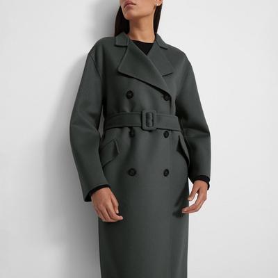 Grey Double Breasted Cashmere Blend Coat