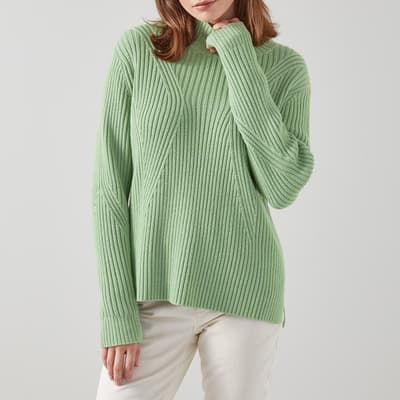 Green Melody Ribbed Wool Blend Jumper