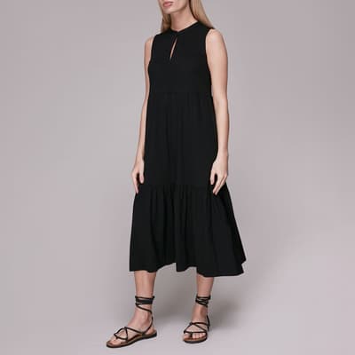 Black Tiered Jersey Cotton Dress