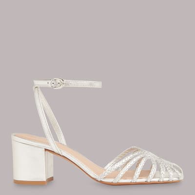 Silver Blakely Heeled Leather Sandals