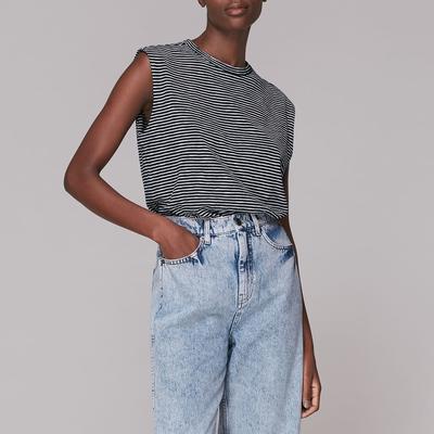 Navy Stripe Cotton Vest Top