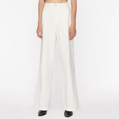 White Pleated Chino Jeans