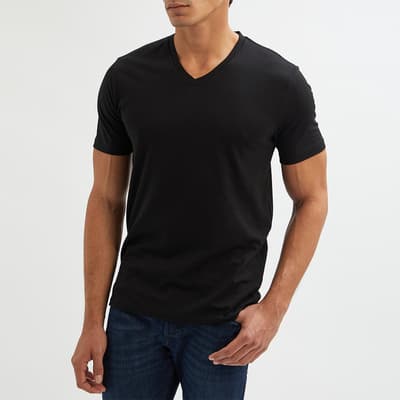 Black Danny-V Neck Cotton Blend T-Shirt