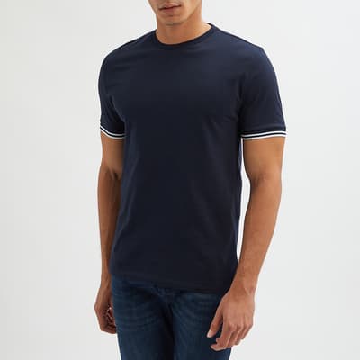 Navy Harrison Contrast Tipping Cotton T-Shirt