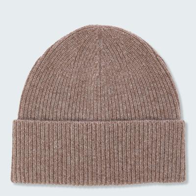 Mushroom Cashmere Ribbed Beanie