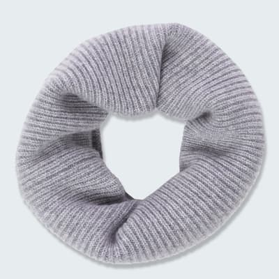 Grey Cashmere Ribbed Snood