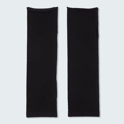 Black Cashmere Fine Knit Wrist Warmers