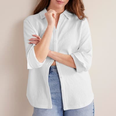 White Cotton Textured Jersey Shirt