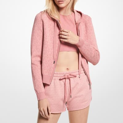 Pink Eco Mk Knitted Zip Hoodie