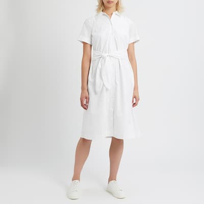 White Tie Front Shirt Dress